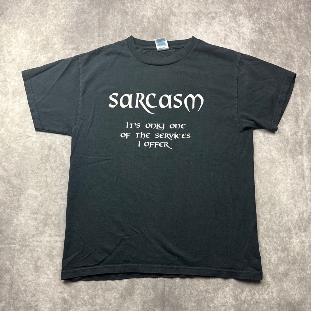 Delta Pro Weight Sarcasm Graphic T-Shirt Mens Medium Black Short Sleeve Tee